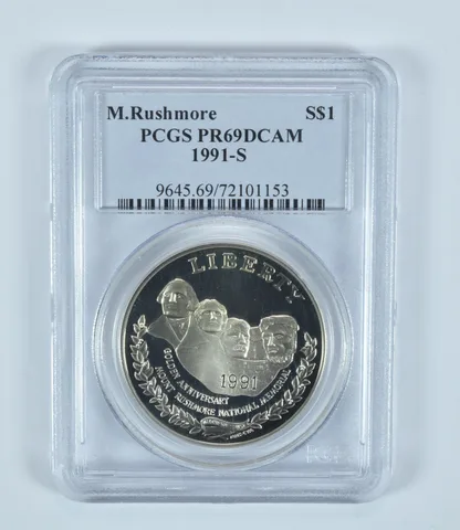 1991-S Mount Rushmore Commemorative Dollar PR69 DCAM PCGS Blue Label