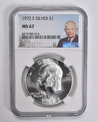1972-S Eisenhower $1 Silver MS67 NGC Special Lbl