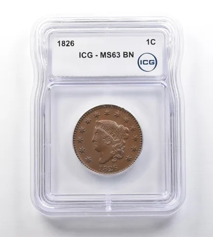 1826 Coronet Head Large Cent MS63 BN ICG *1037