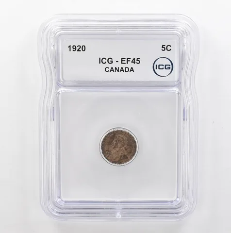 1920 Canada 5 Cents EF45 ICG Beautiful Tone *5347