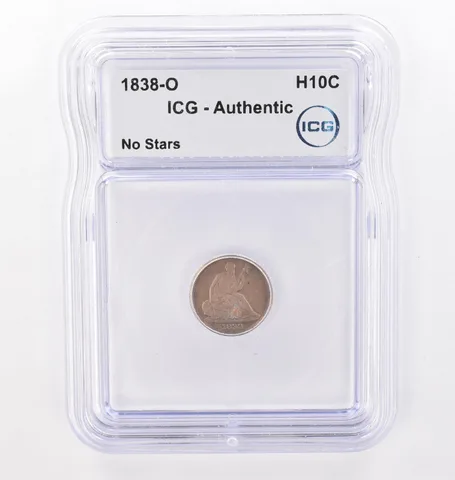 1838-O Seated Liberty Half Dime No Stars Authentic ICG Beautiful Tone *4290