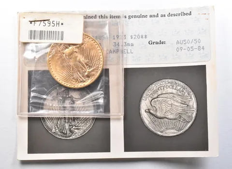 1923 $20 Saint Gaudens Gold Double Eagle AU50 ANACS Photograde *2694
