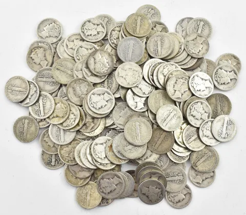 1928-D Mercury 90% Silver Dime Roll Lot of 50 PCS $5 Face