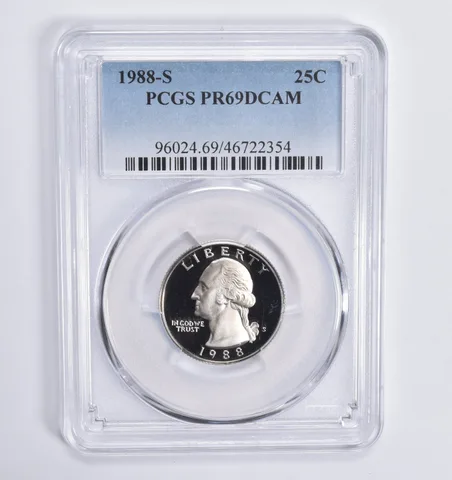1988-S Washington Quarter 25c PR69 DCAM PCGS Blue Lbl