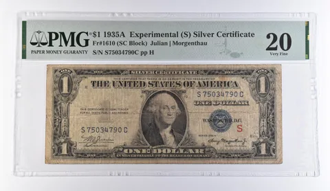 1935 A $1 Experimental (S) Silver Certificate Fr#1610 VF 20 PMG *9416