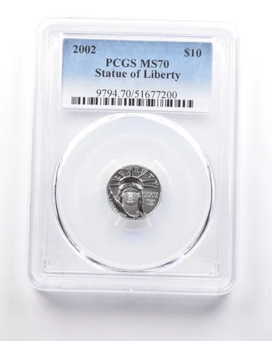 2002 $10 American Platinum Eagle 1/10 Oz 0.1 Oz Platinum MS70 PCGS *5311