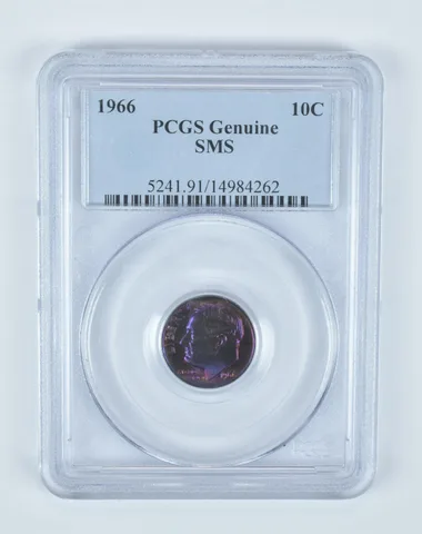 Genuine 1966 Roosevelt Dime SMS PCGS Purple Toning a4744