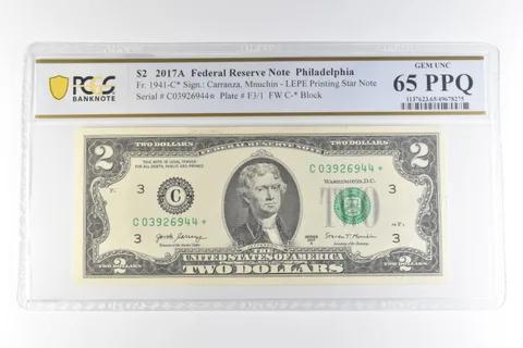 2017 A $2 Philadelphia PA FRN Fr#1941-C* LEPE Printed Star 65 PPQ PCGS *0674