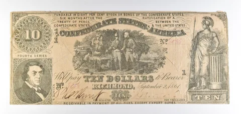 1861 $10 Confederate States Of America Richmond VA Obsolete Note *8730