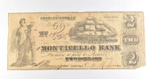1861 $2 Charlottesville VA Monticello Bank Obsolete Note *3920