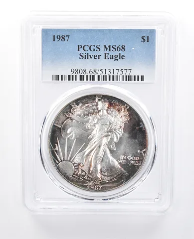 1987 American Silver Eagle MS68 PCGS Peripheral Tone *8190