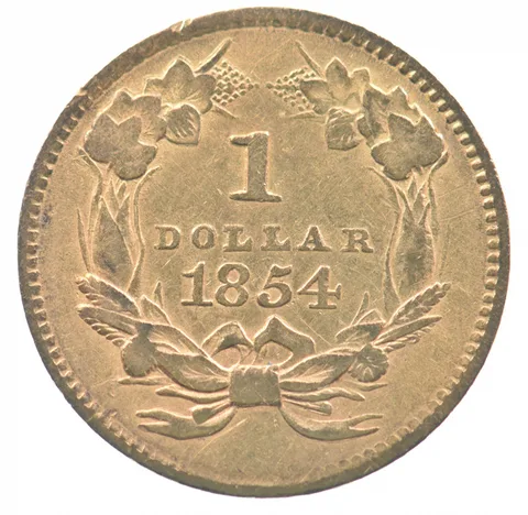 1854 $1 Indian Princess Head Gold Dollar a2386
