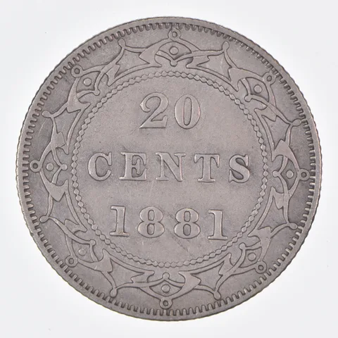 Better Date - 1881 Newfoundland 20 Cents World Coin- Silver *380