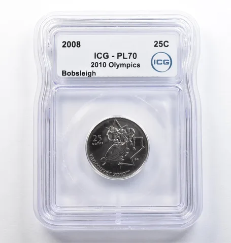 2008 Canada 25 Cents 2010 Olympics Bobsleigh PL70 ICG *9368