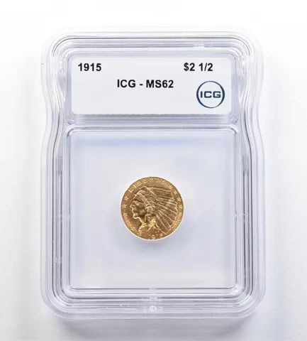 1915 $2.50 Indian Head Gold Quarter Eagle MS62 ICG *0390