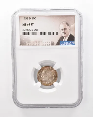 1958-D Roosevelt Dime MS67 FT NGC Beautiful Tone *1253
