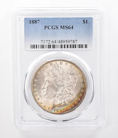1887 Morgan Silver Dollar MS64 PCGS Peripheral Tone a7415