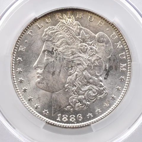1886 Morgan Silver Dollar MS61 CAC CACg Beautiful Tone *2368