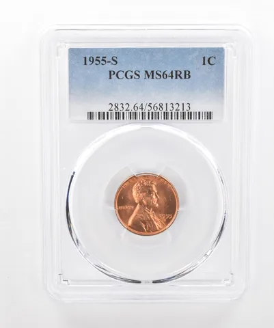 1955-S Lincoln Wheat Cent MS64 RB PCGS Beautiful Tone *2984