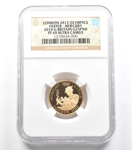 2010 Great Britain 25 Pounds Gold London Olympics Faster Mercury PF69 NGC *5572