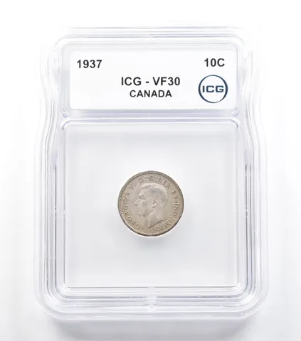1937 Canada 10 Cents VF30 ICG *5690
