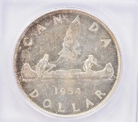 1954 Canada 1 Dollar Silver AU58 ICG Beautiful Tone *2552