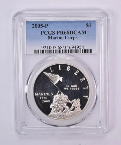 2005-P Marine Corps Commemorative Dollar PR68 DCAM PCGS Blue Label