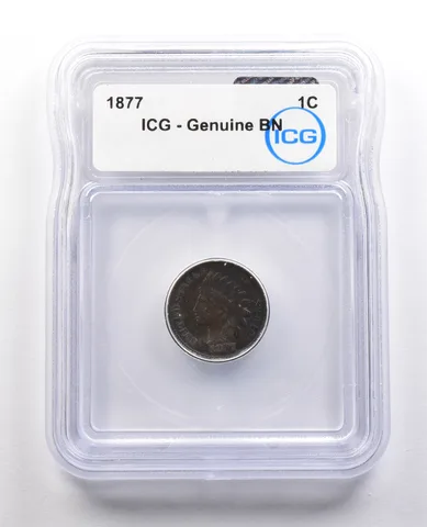 1877 Indian Head Cent Genuine BN ICG *1039