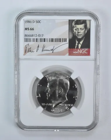 1986-D Kennedy Half Dollar MS66 NGC Signature Label