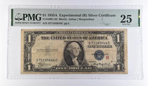 1935 A $1 Experimental (R) Silver Certificate Fr#1609 VF 25 PMG *9410