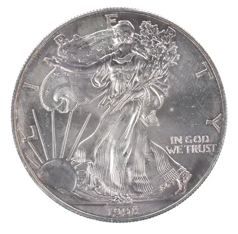 Beautiful Toned - 1998 American Silver Eagle 1 Troy Oz .999 Fine Silver *138