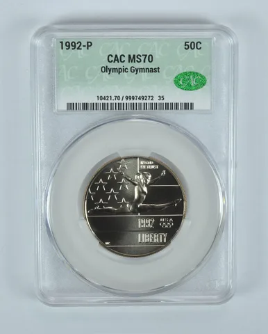 1992-P Olympic Gymnastics Commemorative Half Dollar MS70 CAC CACg