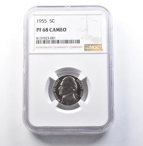1955 Jefferson Nickel PF68 Cameo NGC a5852
