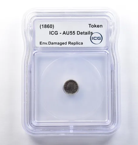 (1860) CA Fractional Gold Token Indian Head 1/4 Dollar AU55 Details ICG *3747