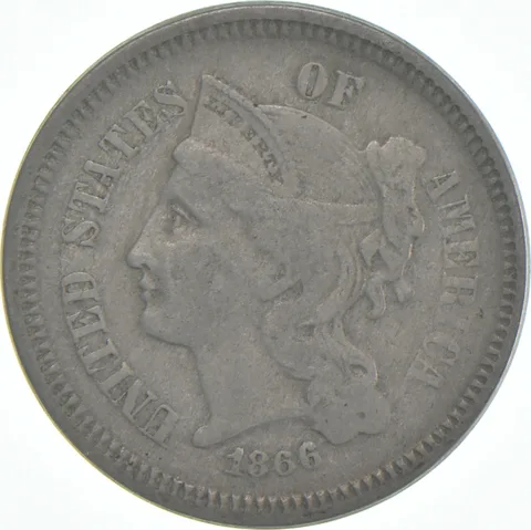 1866 Three Cent Piece Trime - Early US Type Coin 3 Cent!