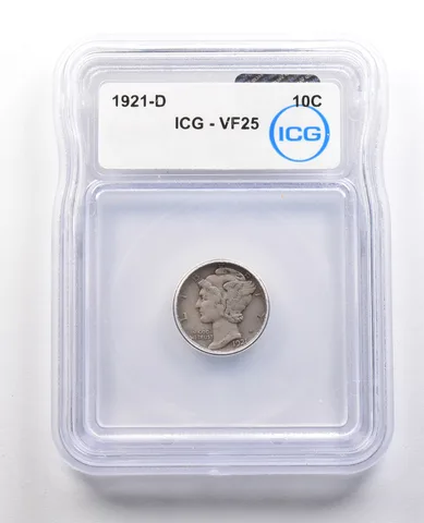 1921-D Mercury Dime VF25 ICG *1041