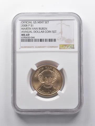 MS69 2008-P Martin Van Buren Presidential $1 Annual Dollar Coin Set NGC *9044