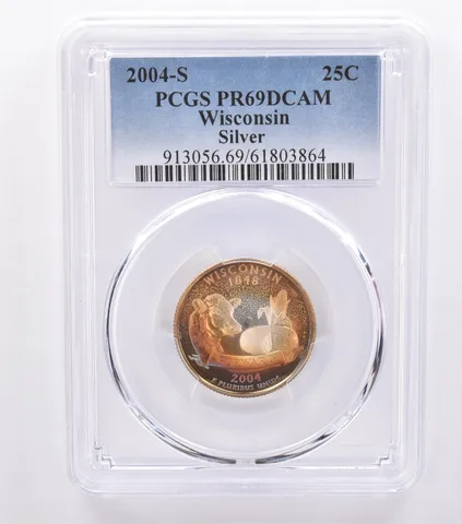 2004-S Washington State Quarter Wisconsin Silver PR69 DCAM PCGS Nice Tone *8737
