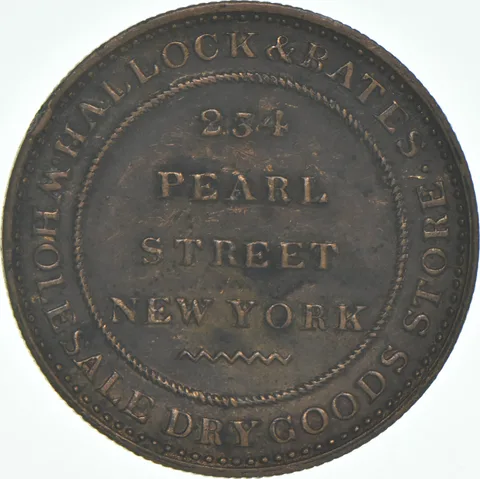 (1835-1837) Hallock & Bates Wholesale Dry Goods Hard Times Token *9182