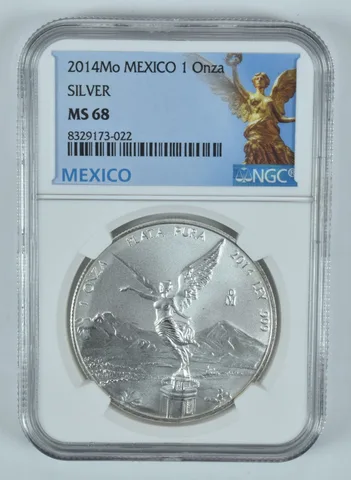 2014 Mo Mexico 1 Onza Silver Libertad MS68 NGC Mexico Label
