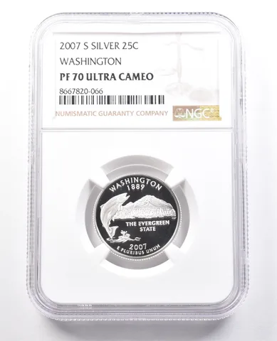2007-S Washington State Quarter Washington Silver PF70 UCAM NGC Brown Label
