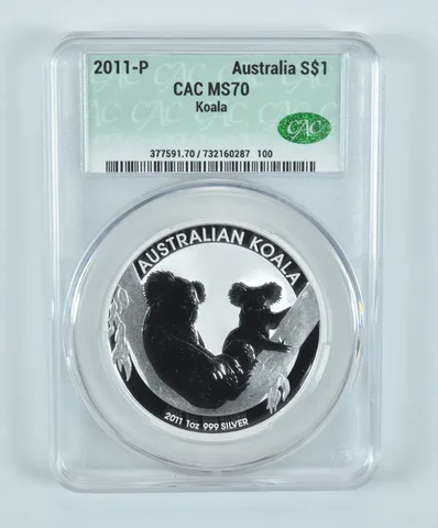 2011 P Australia 1 Dollar Silver Koala MS70 CAC CACg
