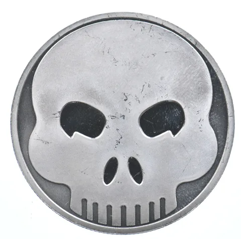 VINTAGE Art Bar/Round - Skull - Emojis 1 Oz. .999 Silver - One Troy Ounce *822