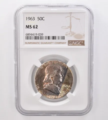 1963 Franklin Half Dollar MS62 NGC Beautiful Tone *9880