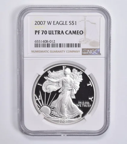2007-W American Silver Eagle 1 Oz PF70 UCAM NGC Brown Label