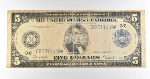 1914 $5 Philadelphia PA FRN Blue Seal Large Note Fr#855a *4649