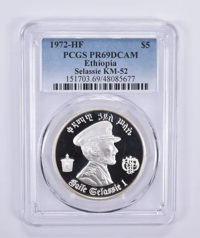 1972-HF Ethiopia 5 Dollar Selassie KM-52 PR69 DCAM PCGS Blue Lbl