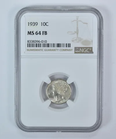 1939 Mercury Dime MS64 FB NGC Brown Label