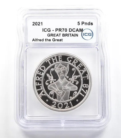 2021 Great Britain 5 Pounds Alfred The Great PR70 DCAM ICG *5567