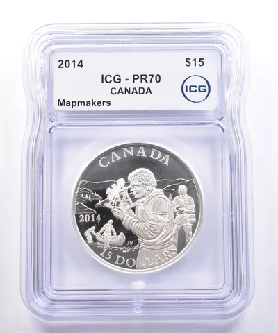 2014 Canada 15 Dollars Mapmakers PR70 ICG
